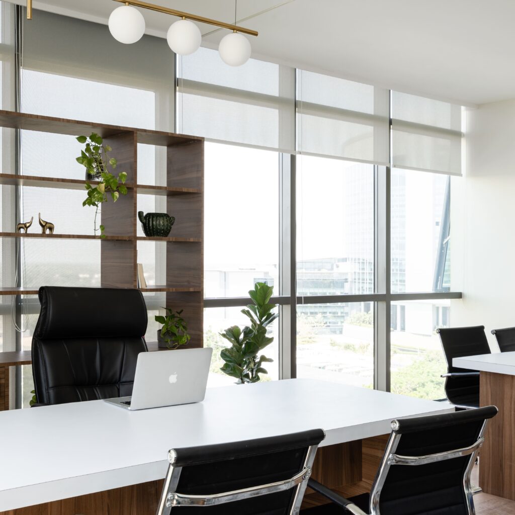 TotalEnergies office interior in Ahmedabad with brand-led palette