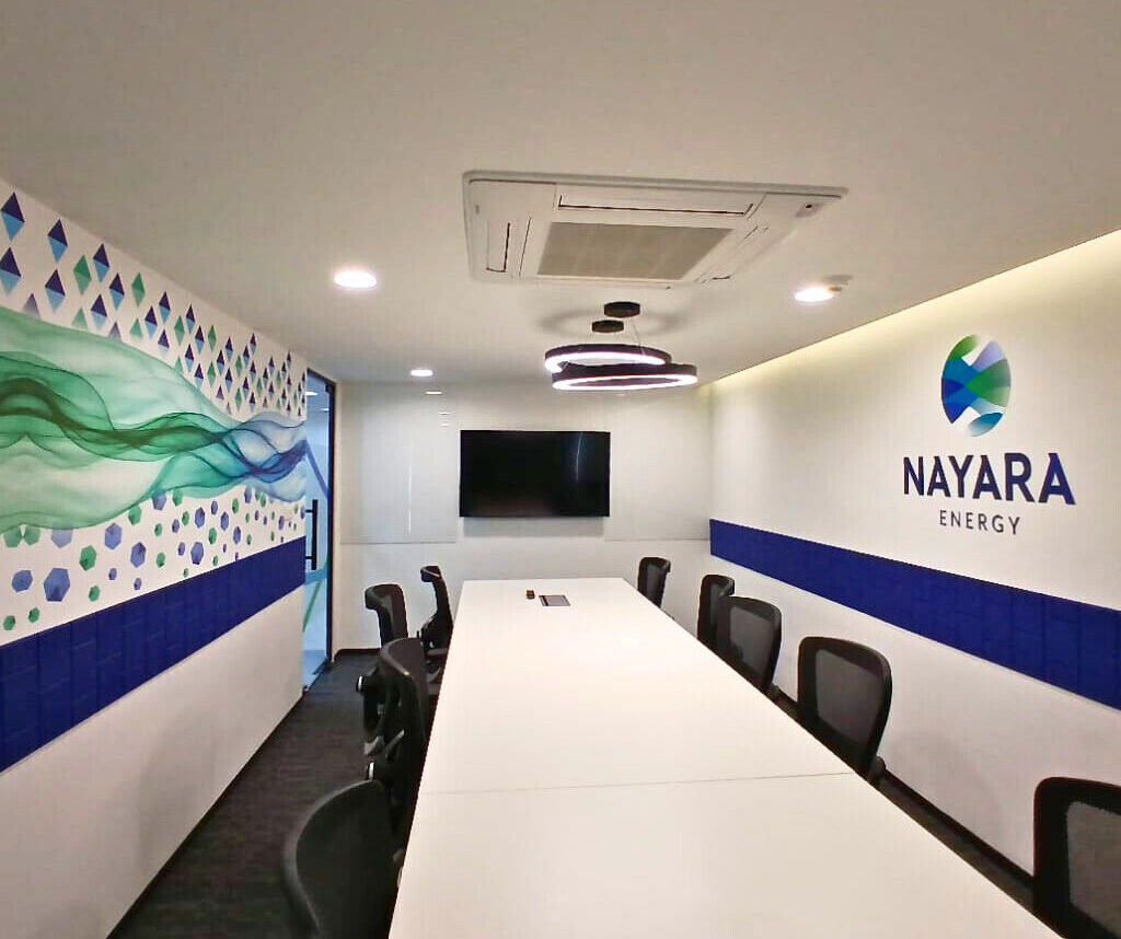 Nayara co-working meeting room interior, Ahmedabad, by Quick Furnish